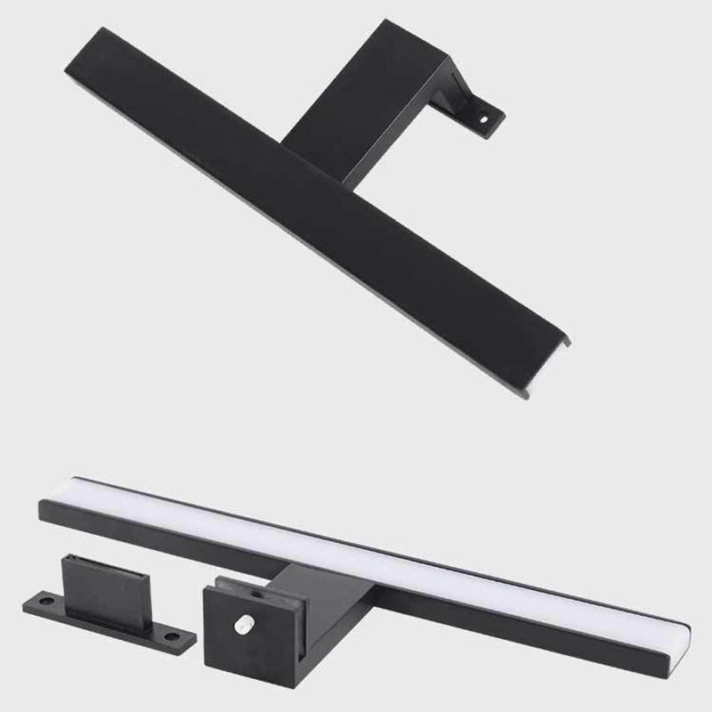1-Light Metal Linear Shade Wall Sconce Modern Style Mirror Wall Lighting in Black