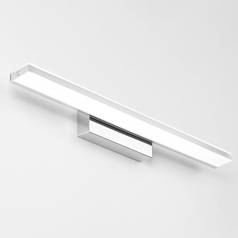 Metal 1-Light Linear Shade Wall Sconce Modern Style Mirror Wall Lighting in Silver