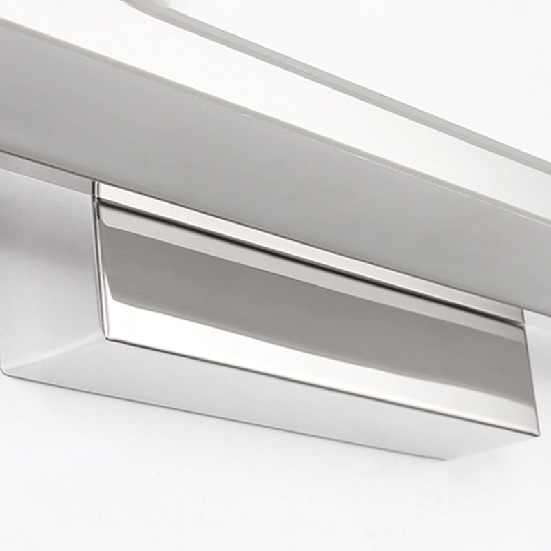 Metal 1-Light Linear Shade Wall Sconce Modern Style Mirror Wall Lighting in Silver