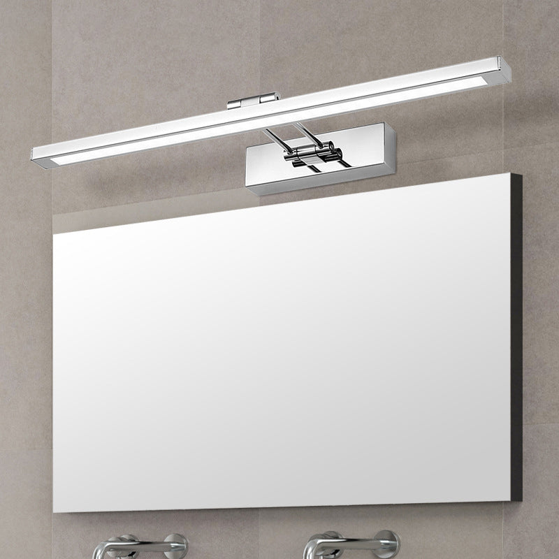 Single Light Linear Wall Sconce Modern Style Metal Mirror Wall Lighting in Silver