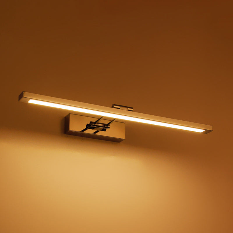 Single Light Linear Wall Sconce Modern Style Metal Mirror Wall Lighting in Silver