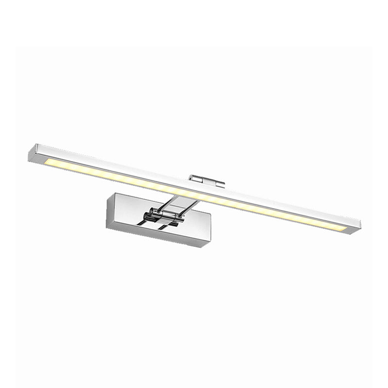 Single Light Linear Wall Sconce Modern Style Metal Mirror Wall Lighting in Silver