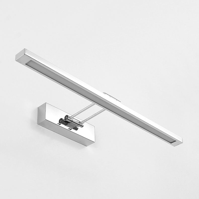 Single Light Linear Wall Sconce Modern Style Metal Mirror Wall Lighting in Silver