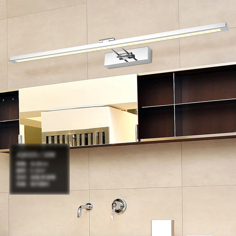 Single Light Linear Wall Sconce Modern Style Metal Mirror Wall Lighting in Silver