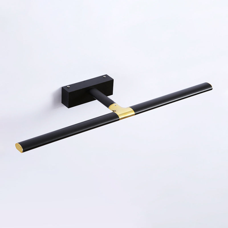 Single Light Linear Shade Wall Sconce Modern Style Metal Mirror Wall Lighting in Black