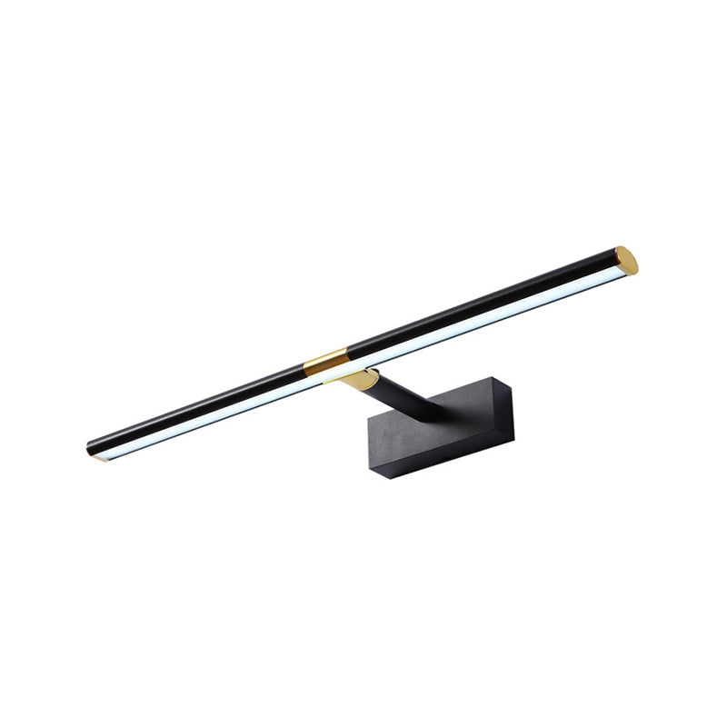 Single Light Linear Shade Wall Sconce Modern Style Metal Mirror Wall Lighting in Black