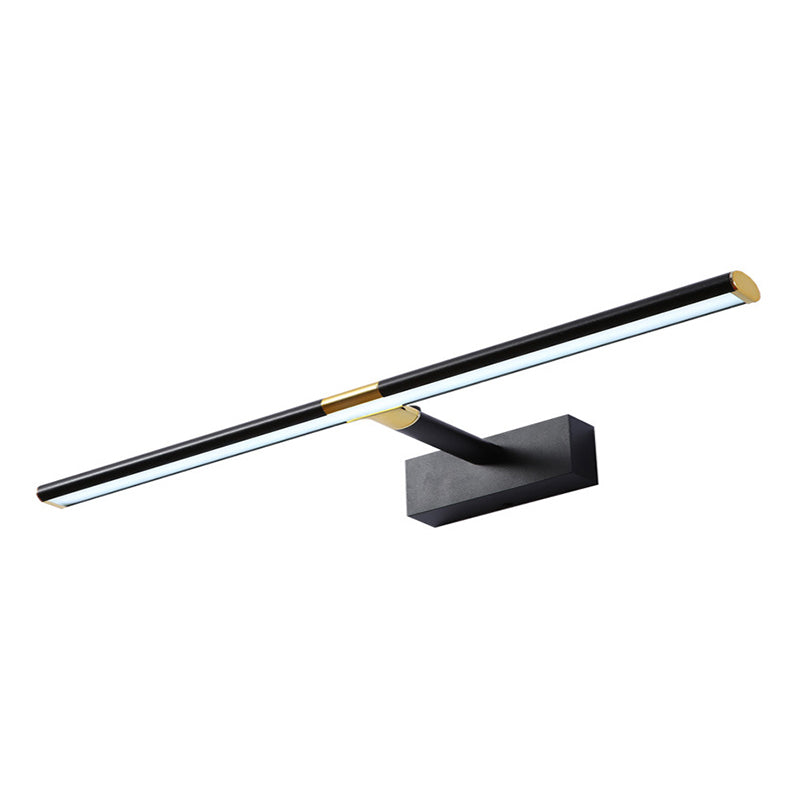Single Light Linear Shade Wall Sconce Modern Style Metal Mirror Wall Lighting in Black