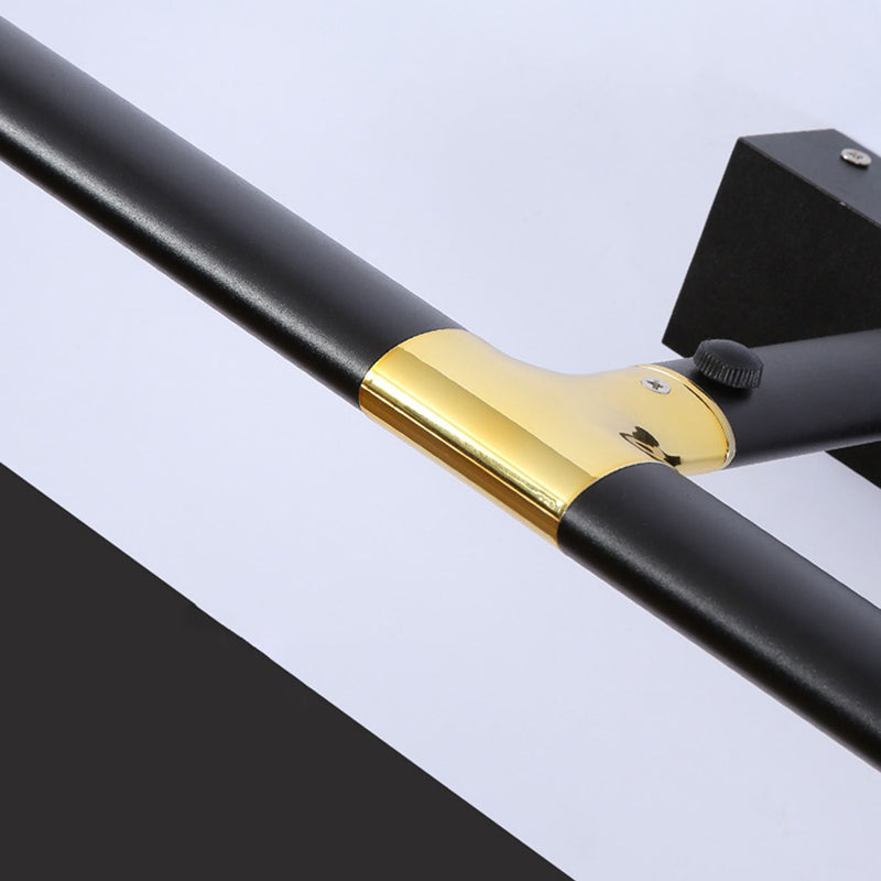 Single Light Linear Shade Wall Sconce Modern Style Metal Mirror Wall Lighting in Black