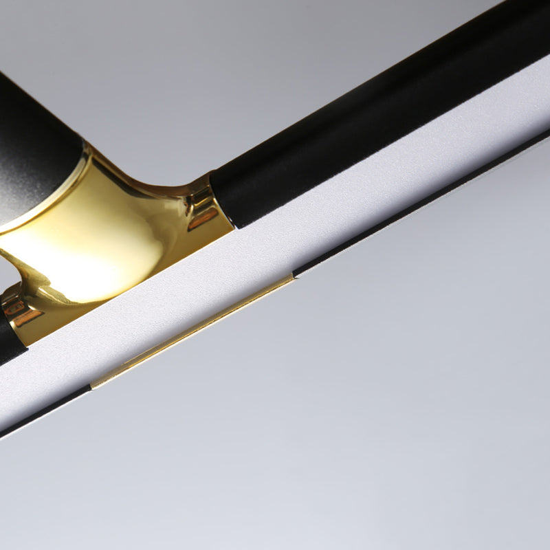 Single Light Linear Shade Wall Sconce Modern Style Metal Mirror Wall Lighting in Black