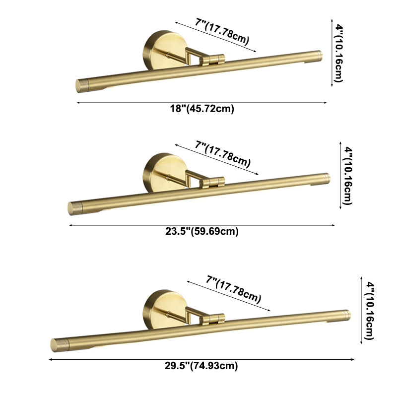 Lineare Wandleuchtenbeleuchtung modernes Metall 1 Leichtes Leuchten in Gold für Badezimmer