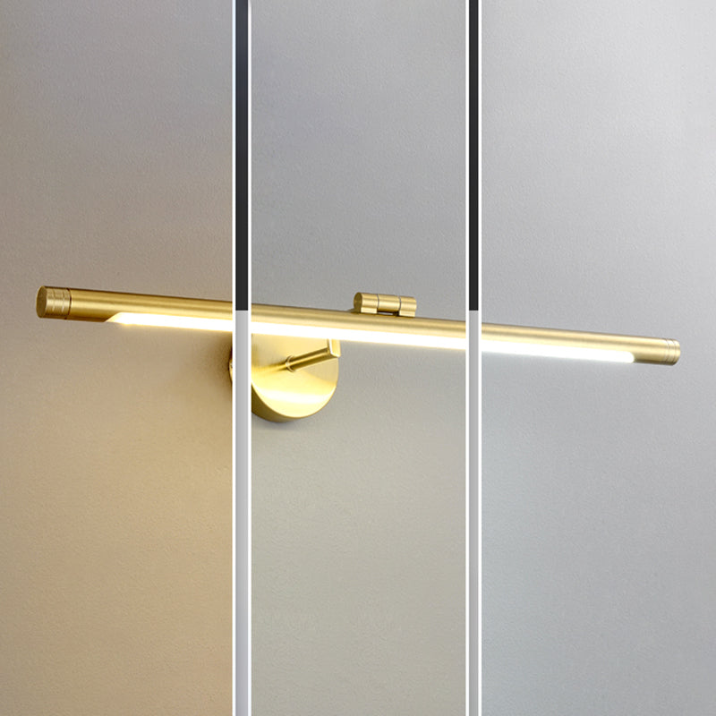 Lineare Wandleuchtenbeleuchtung modernes Metall 1 Leichtes Leuchten in Gold für Badezimmer