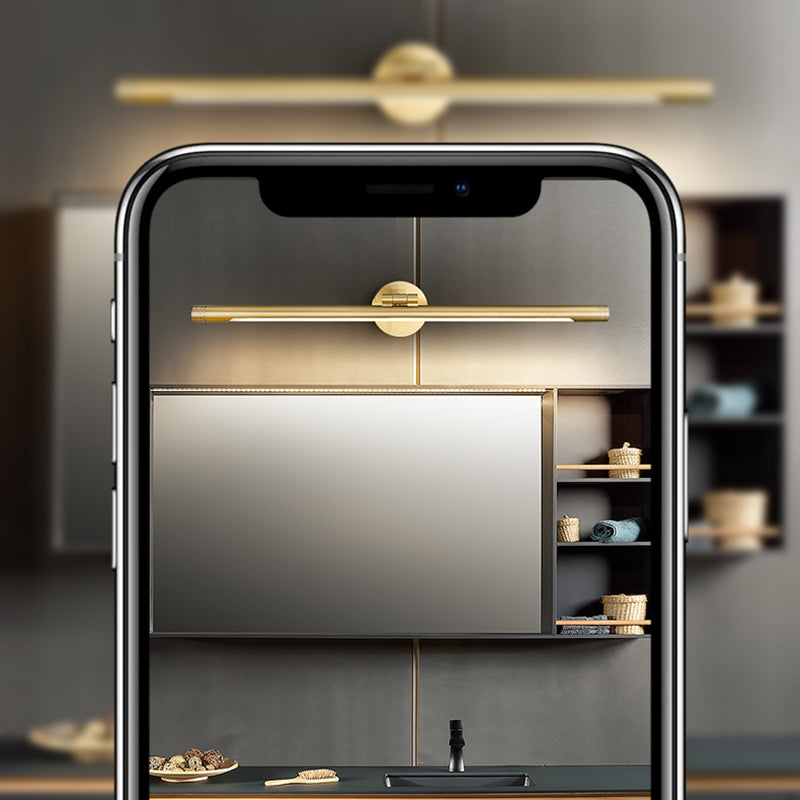 Lineare Wandleuchtenbeleuchtung modernes Metall 1 Leichtes Leuchten in Gold für Badezimmer