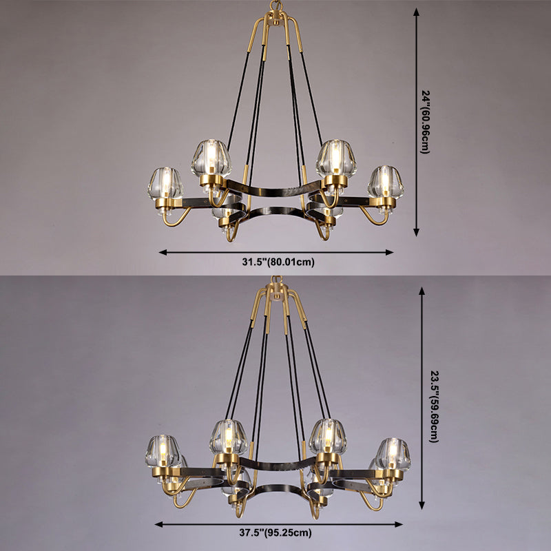 Multi -lichten kristal kroonluchter verlichtingsarmaturen moderne stijl cirkelvormige hanglamp