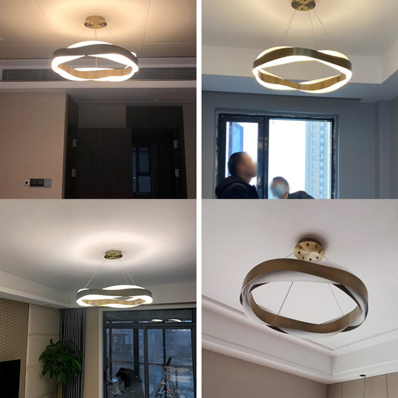 Metalen cirkelvormige kroonluchter verlichtingsarmaturen moderne stijl 1-licht hangende lamp in goud