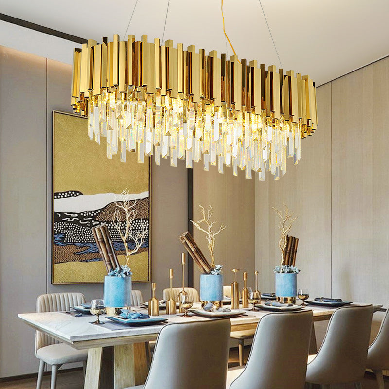 Contemporary Geometric Island Lighting Crystal Multi Lights Chandelier Lighting Fixtures