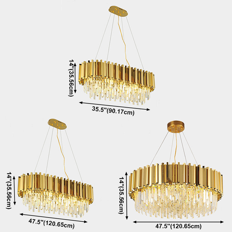Contemporary Geometric Island Lighting Crystal Multi Lights Chandelier Lighting Fixtures