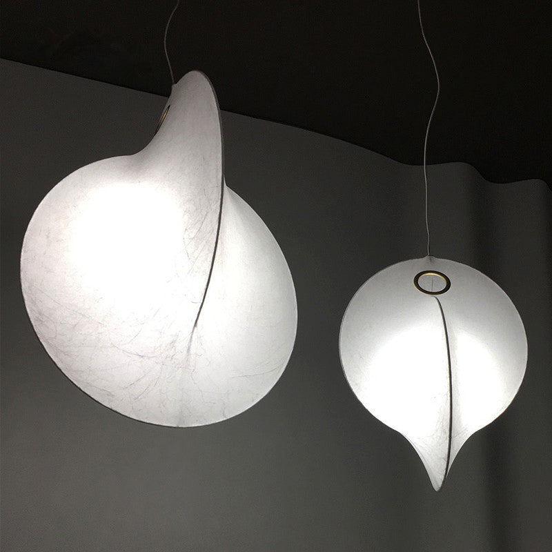 White Silk Pendant Light in Modern Style 1-Light Unique Shape Hanging Lights