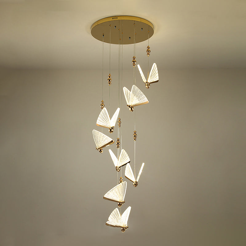 Lámparas colgantes de mariposa acrílica en moderna iluminación colgante de metal LED de estilo creativo