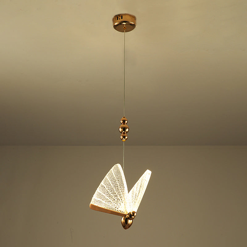 Lámparas colgantes de mariposa acrílica en moderna iluminación colgante de metal LED de estilo creativo