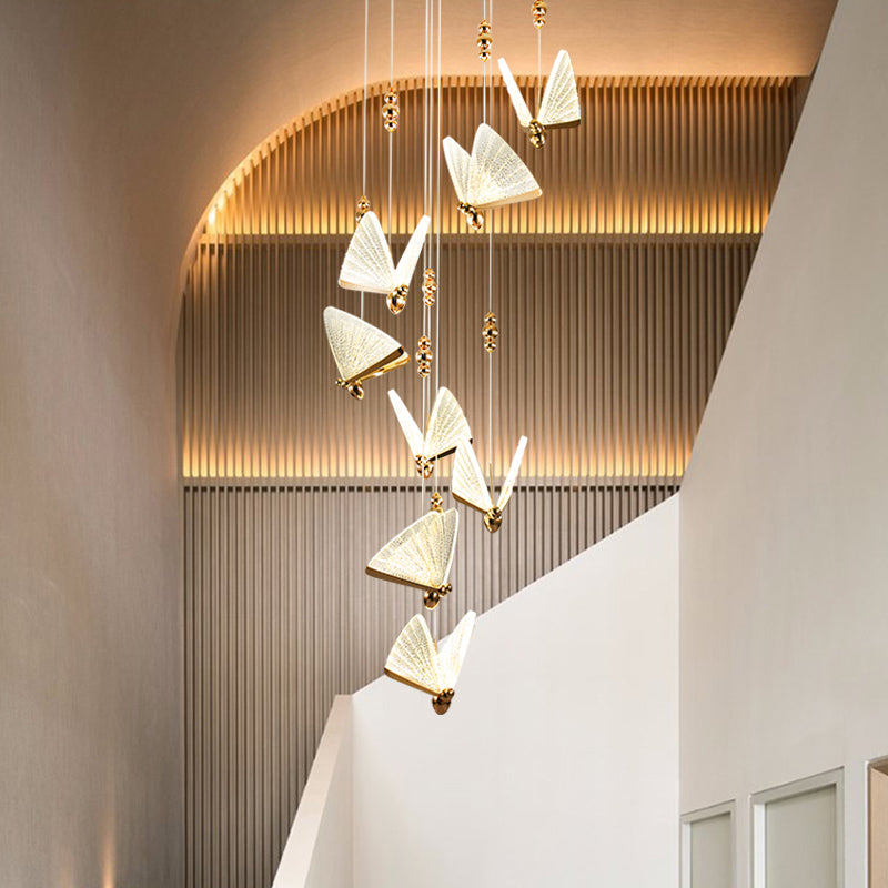 Lámparas colgantes de mariposa acrílica en moderna iluminación colgante de metal LED de estilo creativo