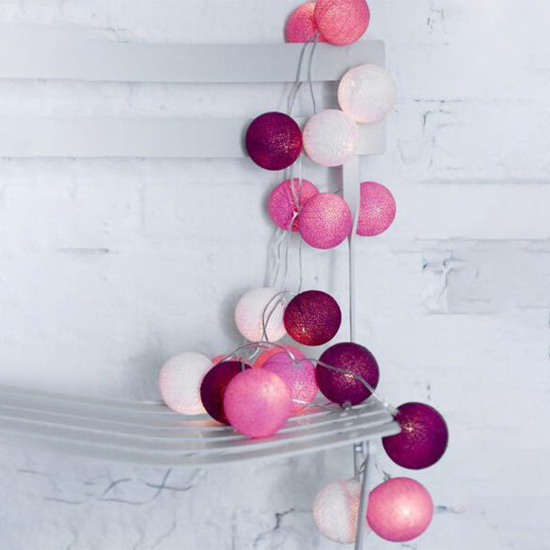 Colorful Globe LED Festive Lights in Modern Artistic Style Cotton Ball Indoor String Lights
