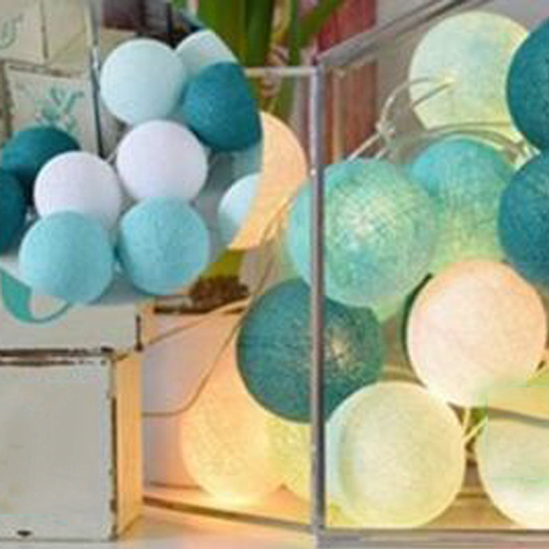 Colorful Globe LED Festive Lights in Modern Artistic Style Cotton Ball Indoor String Lights