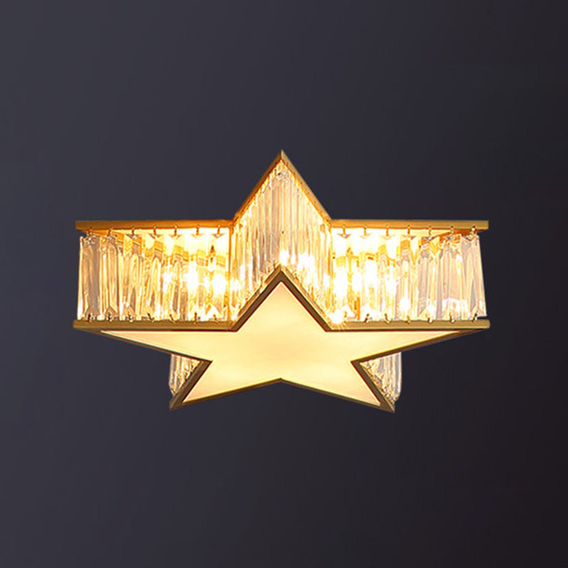 Flush Mount Ceiling Light Fixtures Rustic Style Crystal Lighting Fixture for Living Room
