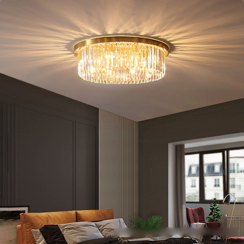 Flush Mount Ceiling Light Fixtures Rustic Style Crystal Lighting Fixture for Living Room