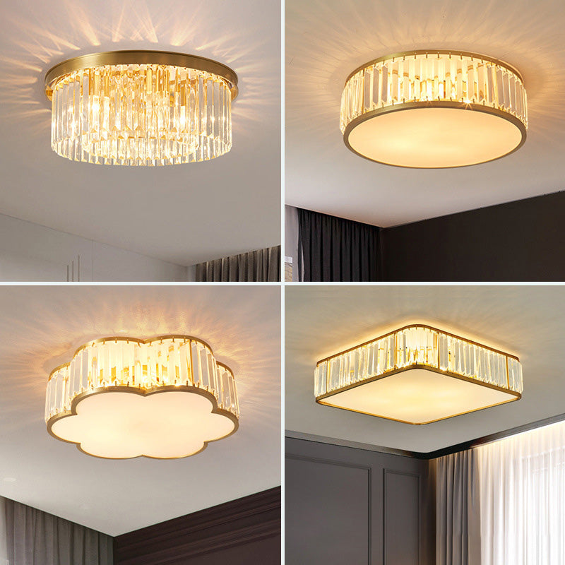 Flush Mount Ceiling Light Fixtures Rustic Style Crystal Lighting Fixture for Living Room