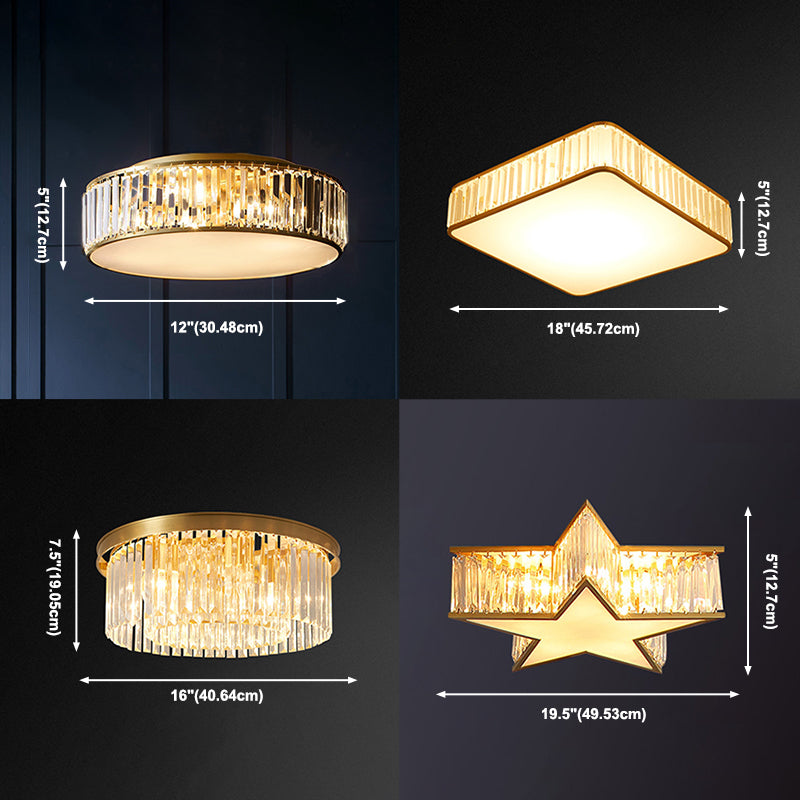 Flush Mount Ceiling Light Fixtures Rustic Style Crystal Lighting Fixture for Living Room