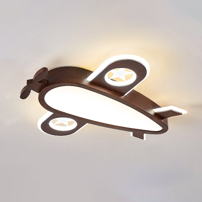 Plafonnier LED Cartoon en bois encastré plat pour chambre d'enfants