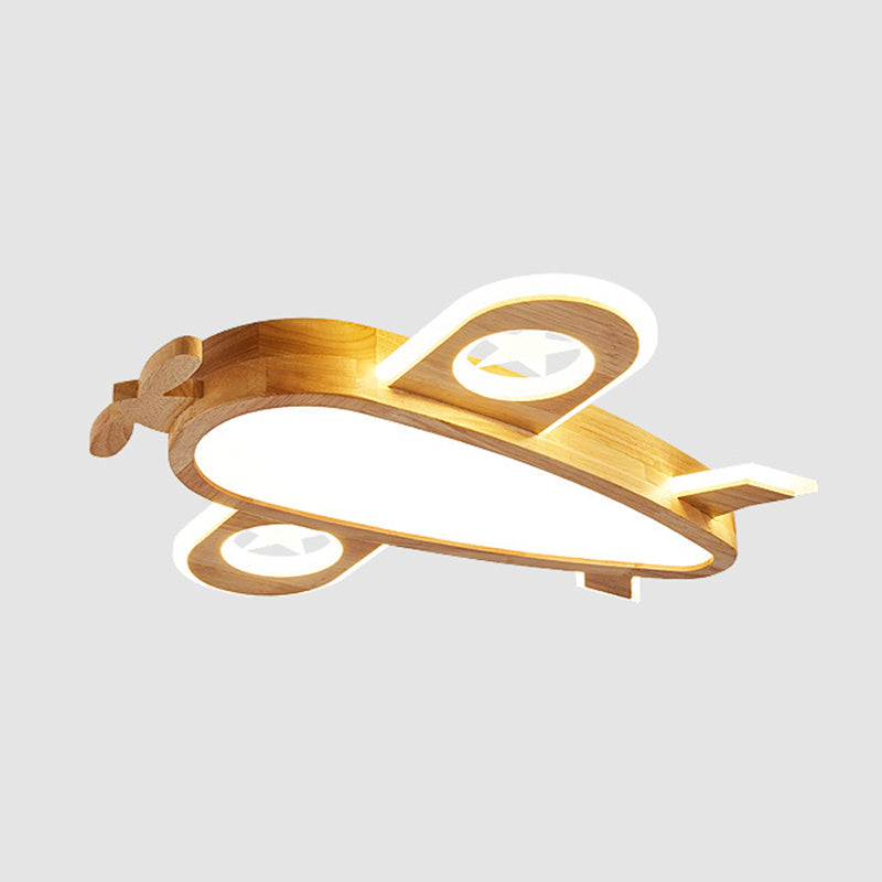 Plafonnier LED Cartoon en bois encastré plat pour chambre d'enfants