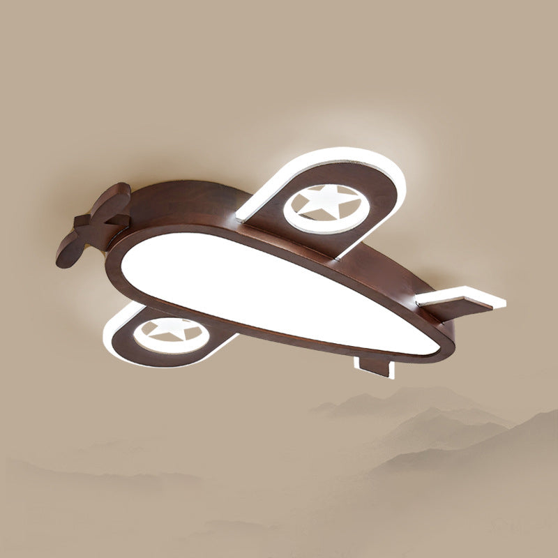 Plafonnier LED Cartoon en bois encastré plat pour chambre d'enfants