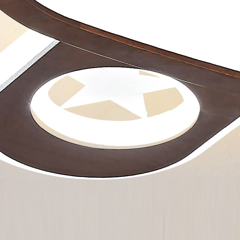 Plafonnier LED Cartoon en bois encastré plat pour chambre d'enfants