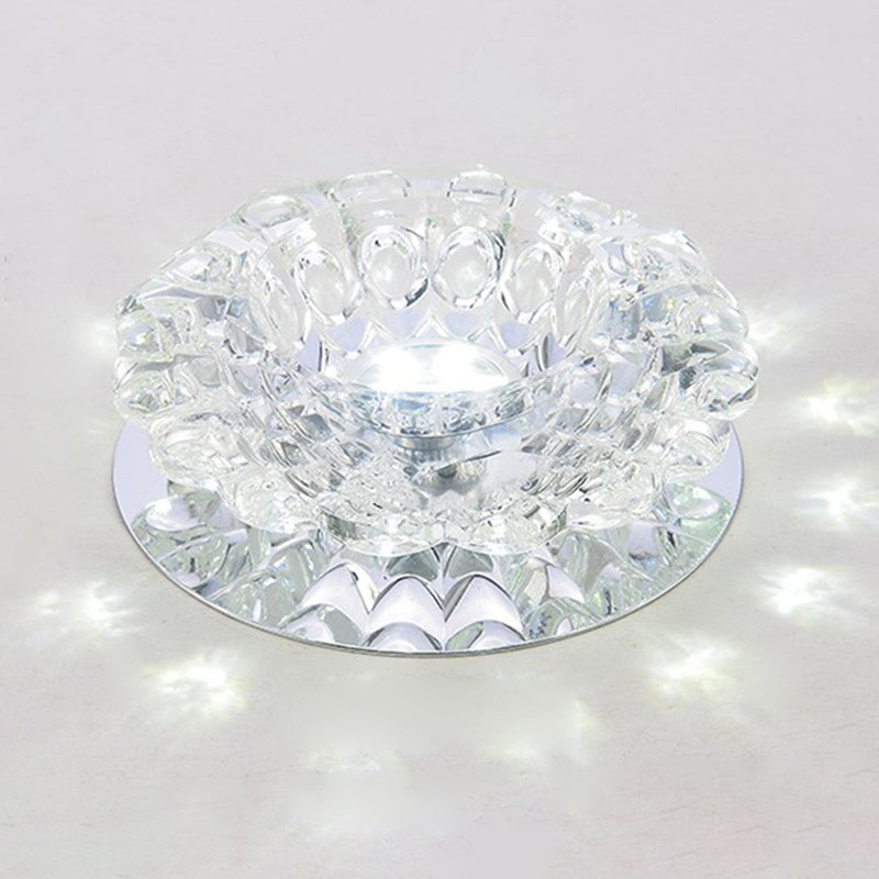 Modern Mini Crystal Ceiling Light Hallway LED Flush Mount Lamp with Hole 1.9-3.2" Dia