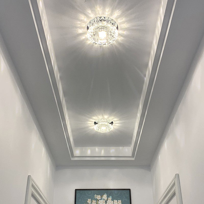 Modern Mini Crystal Ceiling Light Hallway LED Flush Mount Lamp with Hole 1.9-3.2" Dia