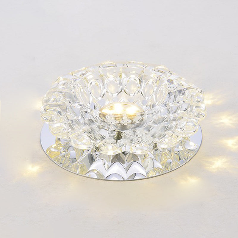 Modern Mini Crystal Ceiling Light Hallway LED Flush Mount Lamp with Hole 1.9-3.2" Dia