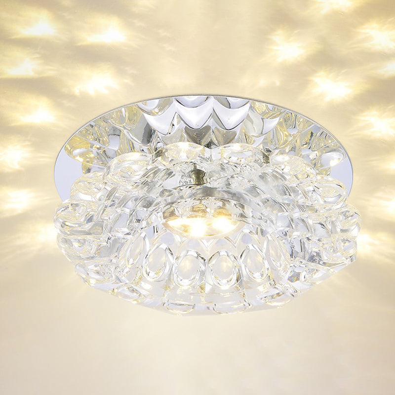 Modern Mini Crystal Ceiling Light Hallway LED Flush Mount Lamp with Hole 1.9-3.2" Dia
