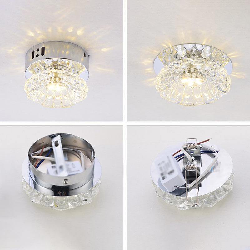 Modern Mini Crystal Ceiling Light Hallway LED Flush Mount Lamp with Hole 1.9-3.2" Dia