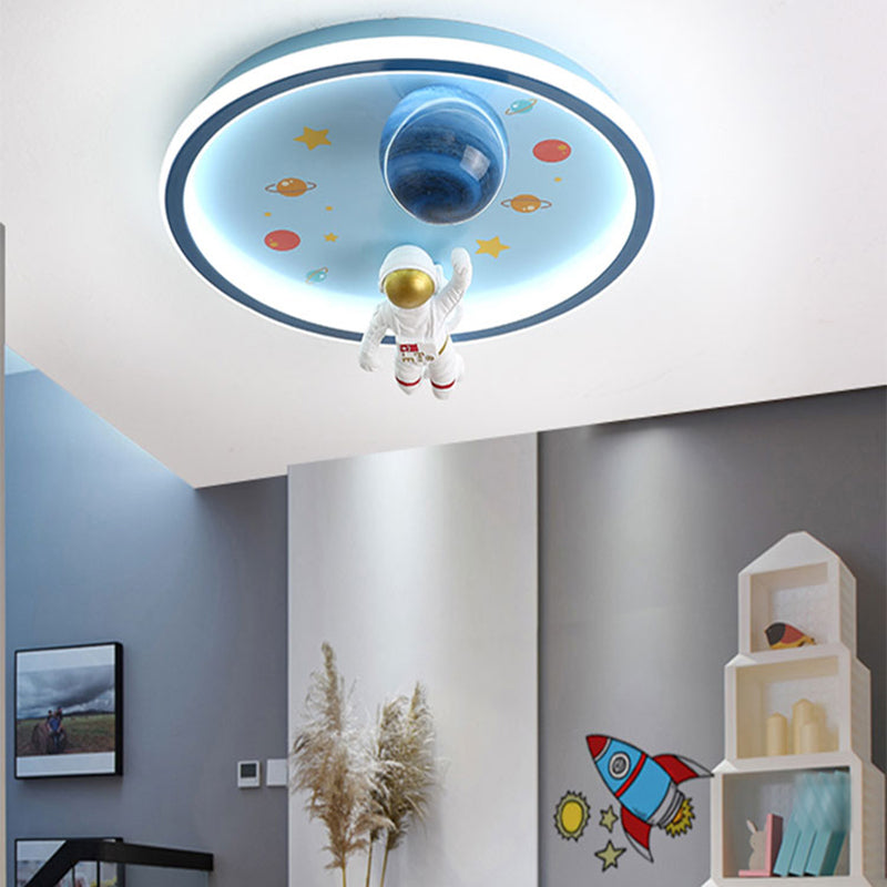 Astronaut LED Ceiling Lamp White Acrylic Flush Mount Light for Children's Room