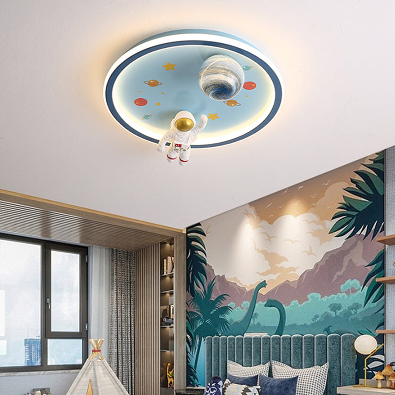 Astronaut LED Ceiling Lamp White Acrylic Flush Mount Light for Children's Room