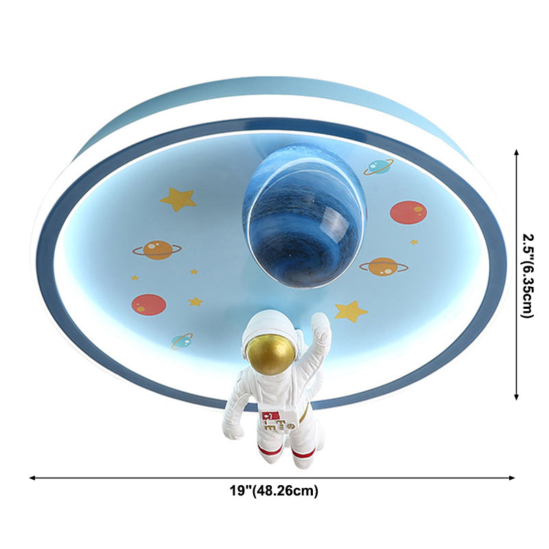Astronaut LED Ceiling Lamp White Acrylic Flush Mount Light for Children's Room