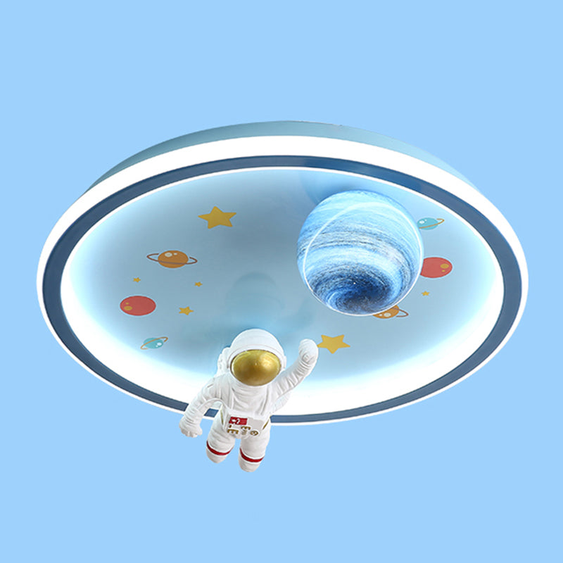 Astronaut LED Ceiling Lamp White Acrylic Flush Mount Light for Children's Room
