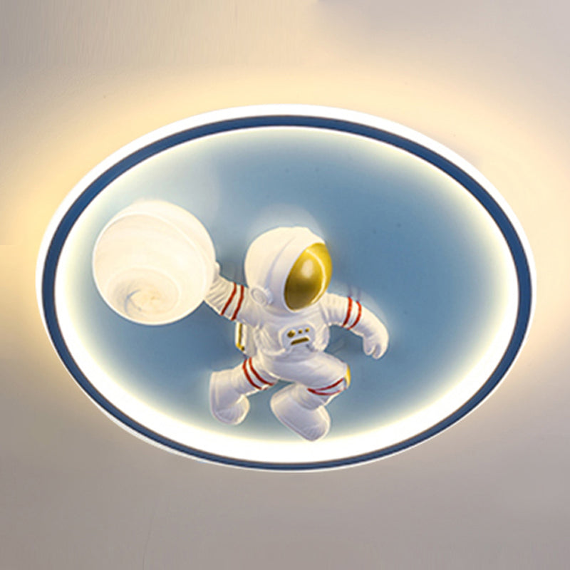Astronaut LED Ceiling Lamp White Acrylic Flush Mount Light for Children's Room