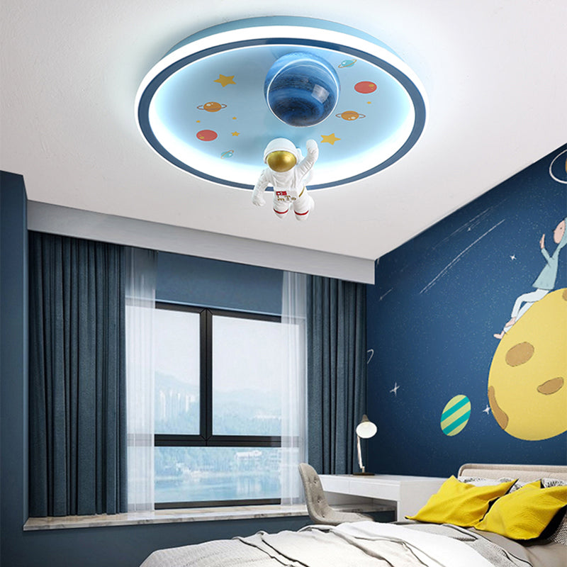 Astronaut LED Ceiling Lamp White Acrylic Flush Mount Light for Children's Room