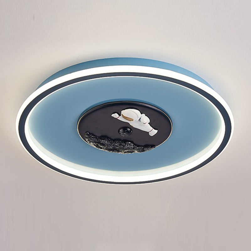 Children Room Flush-mount Lamp Creative Cartoon LED Ceiling Lamp in Blue
