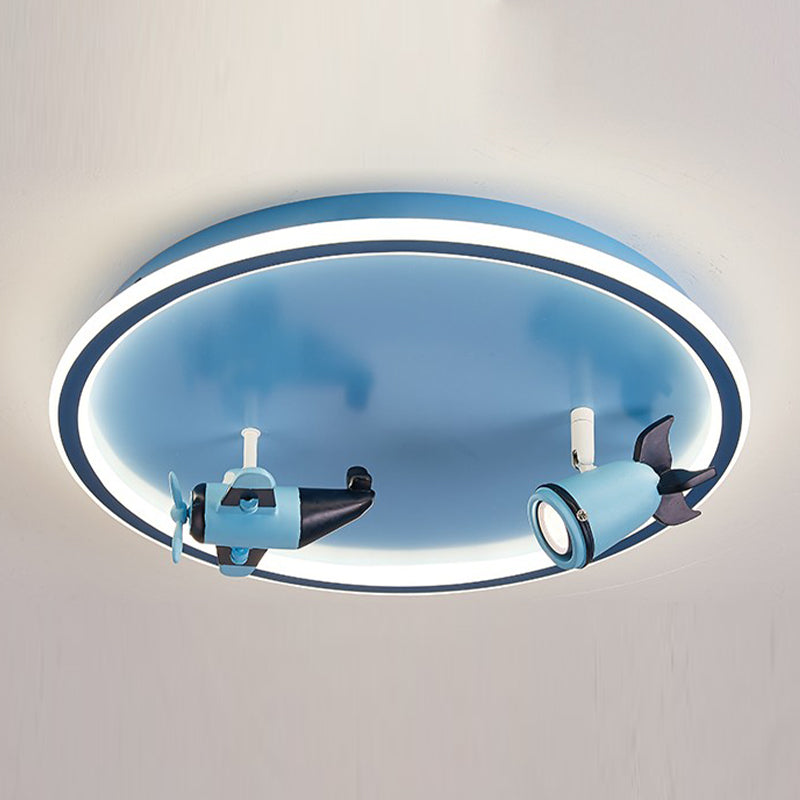Children Room Flush-mount Lamp Creative Cartoon LED Ceiling Lamp in Blue