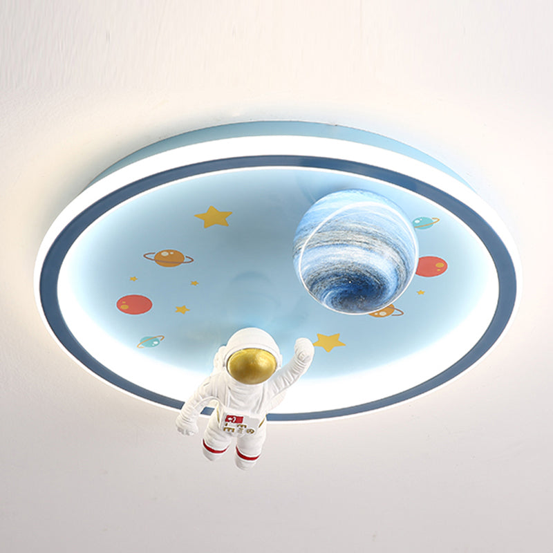 Children Room Flush-mount Lamp Creative Cartoon LED Ceiling Lamp in Blue