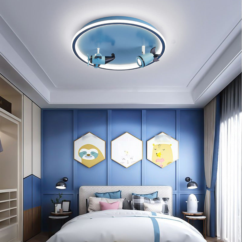 Children Room Flush-mount Lamp Creative Cartoon LED Ceiling Lamp in Blue