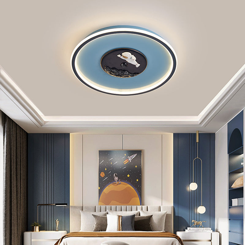 Children Room Flush-mount Lamp Creative Cartoon LED Ceiling Lamp in Blue